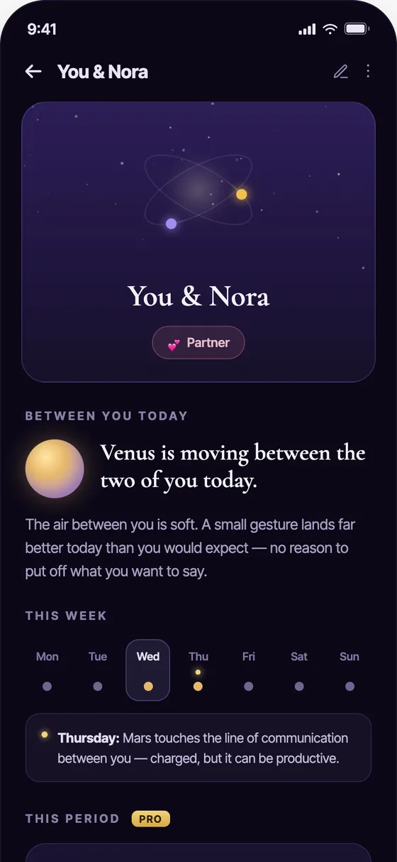 Euphia Living Relationship screen: what today holds between your two charts